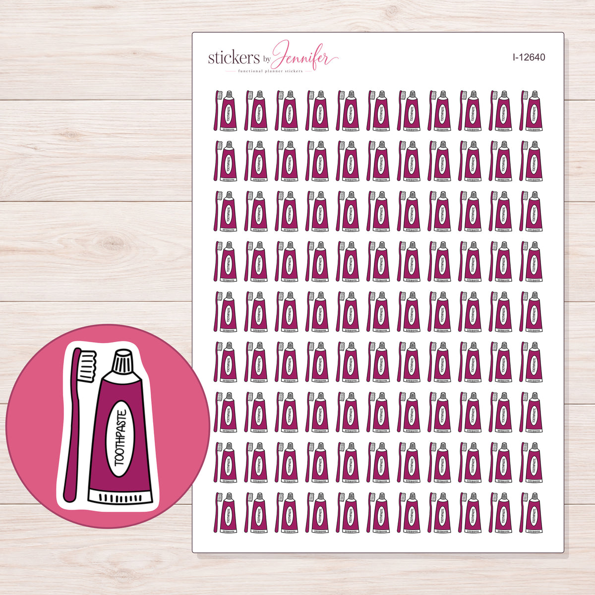 I-12640 planner sticker sheet with enlarged sticker detail