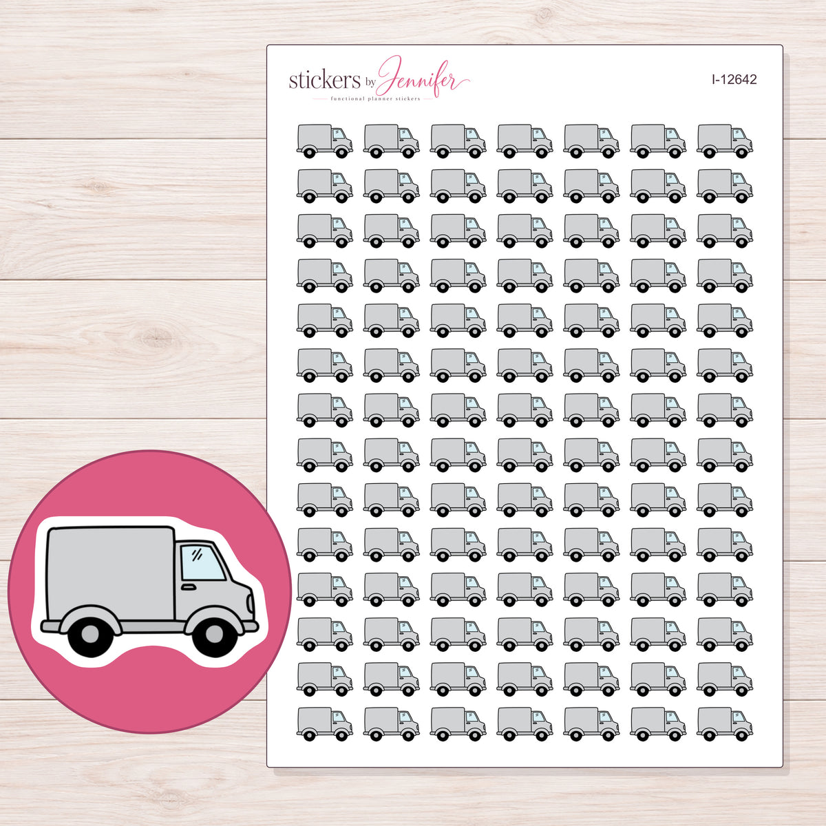 I-12642 planner sticker sheet with enlarged sticker detail