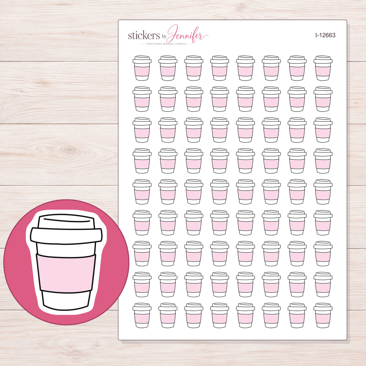I-12663 planner sticker sheet with enlarged sticker detail