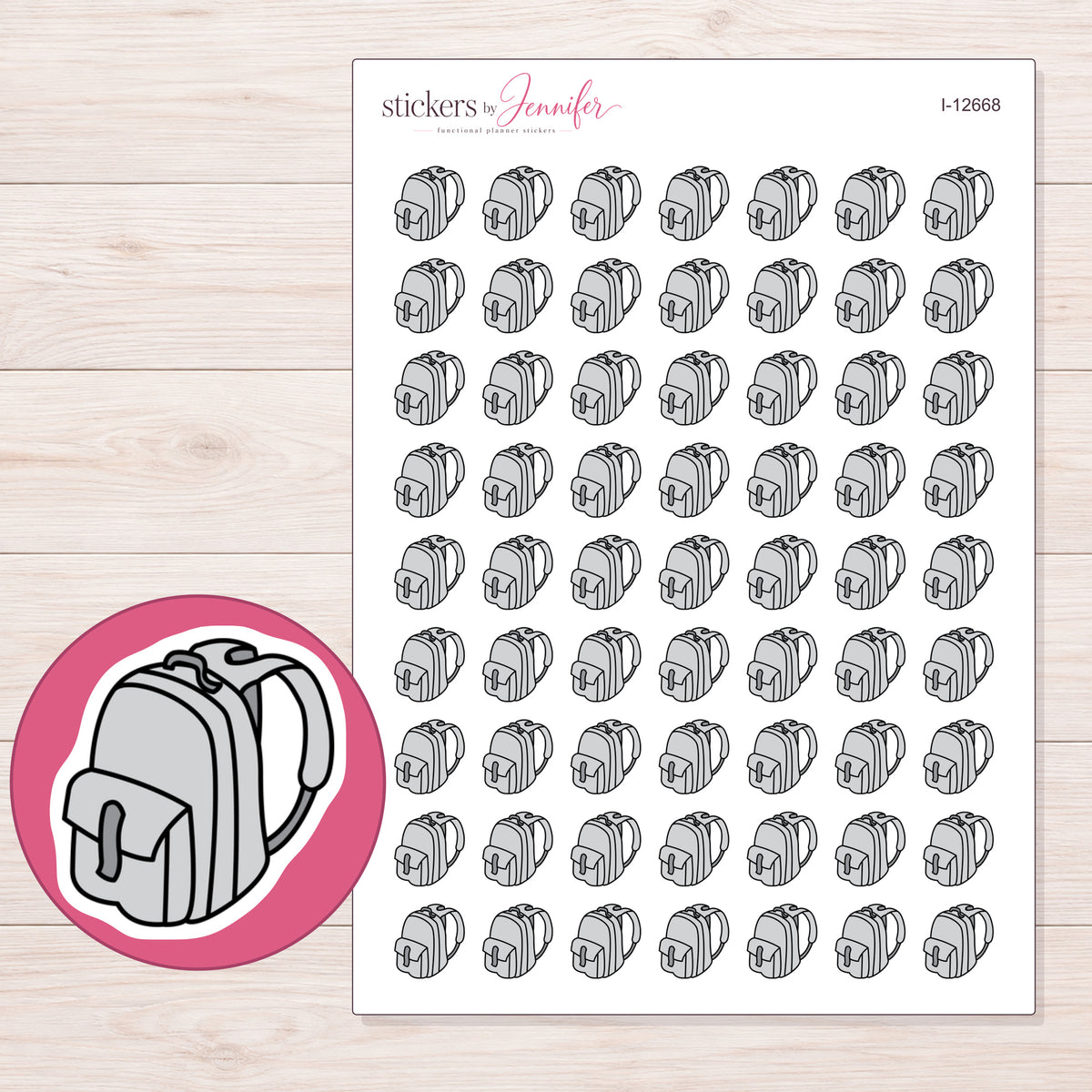 I-12668 planner sticker sheet with enlarged sticker detail