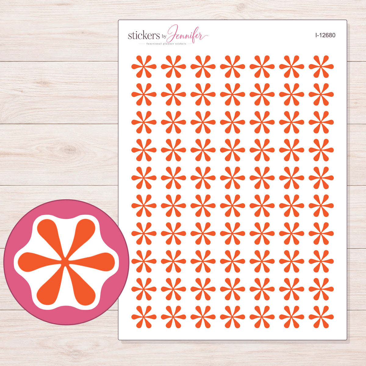 I-12680 planner sticker sheet with enlarged sticker detail