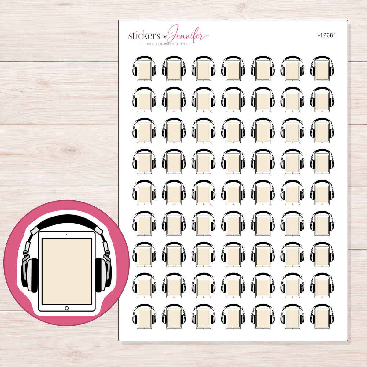 I-12681 planner sticker sheet with enlarged sticker detail