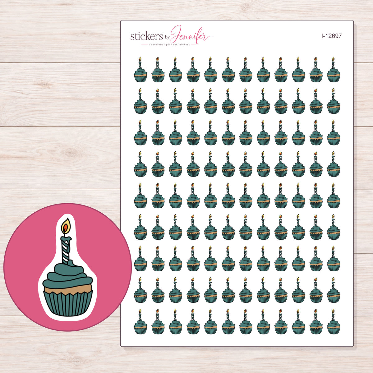 I-12697 planner sticker sheet with enlarged sticker detail
