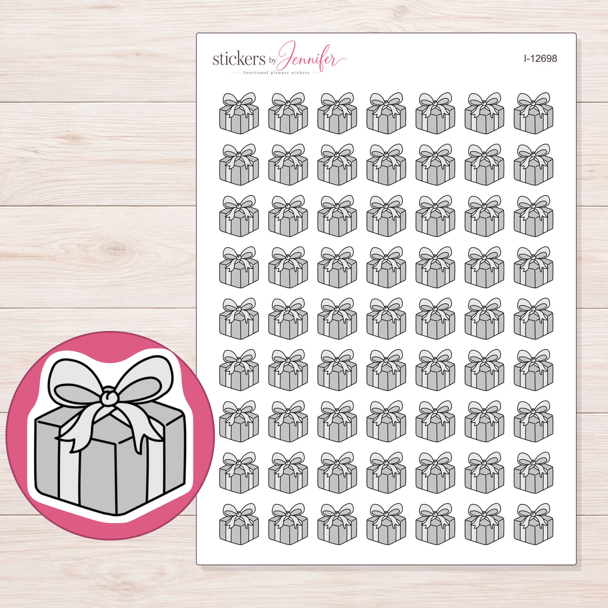 I-12698 planner sticker sheet with enlarged sticker detail