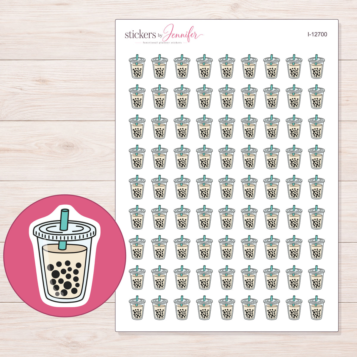 I-12700 planner sticker sheet with enlarged sticker detail