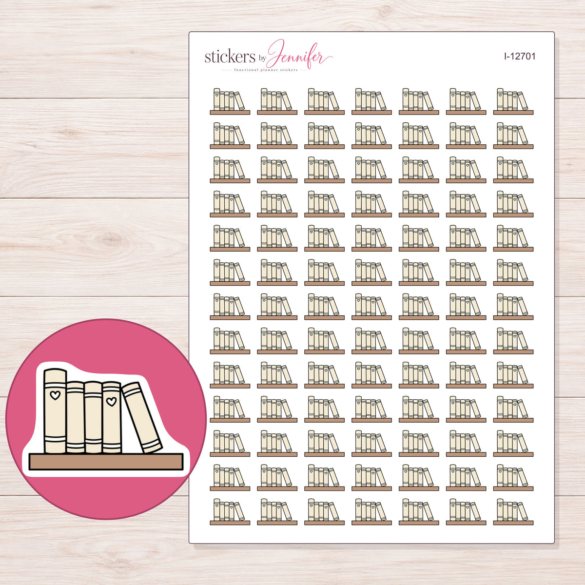 I-12701 planner sticker sheet with enlarged sticker detail