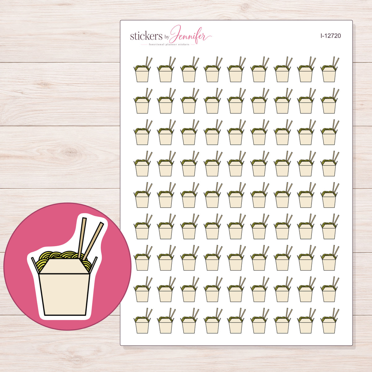 I-12720 planner sticker sheet with enlarged sticker detail