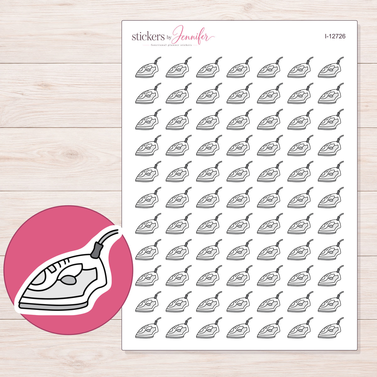 I-12726 planner sticker sheet with enlarged sticker detail