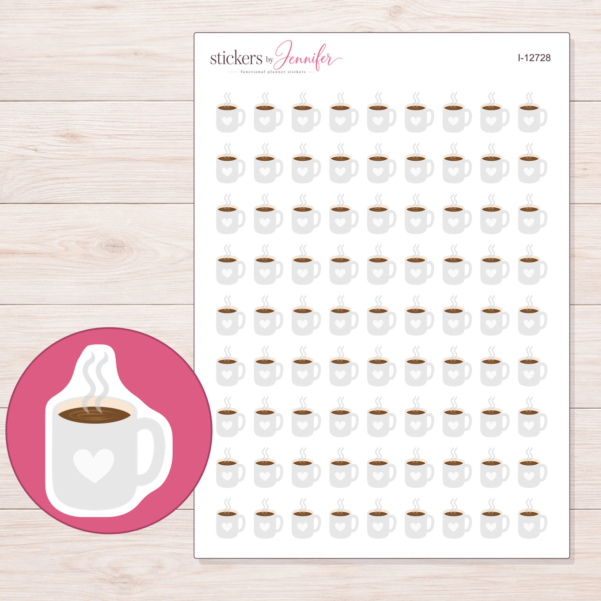 I-12728 planner sticker sheet with enlarged sticker detail
