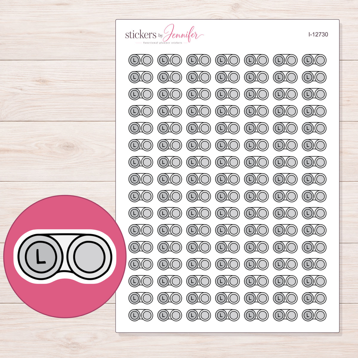 I-12730 planner sticker sheet with enlarged sticker detail