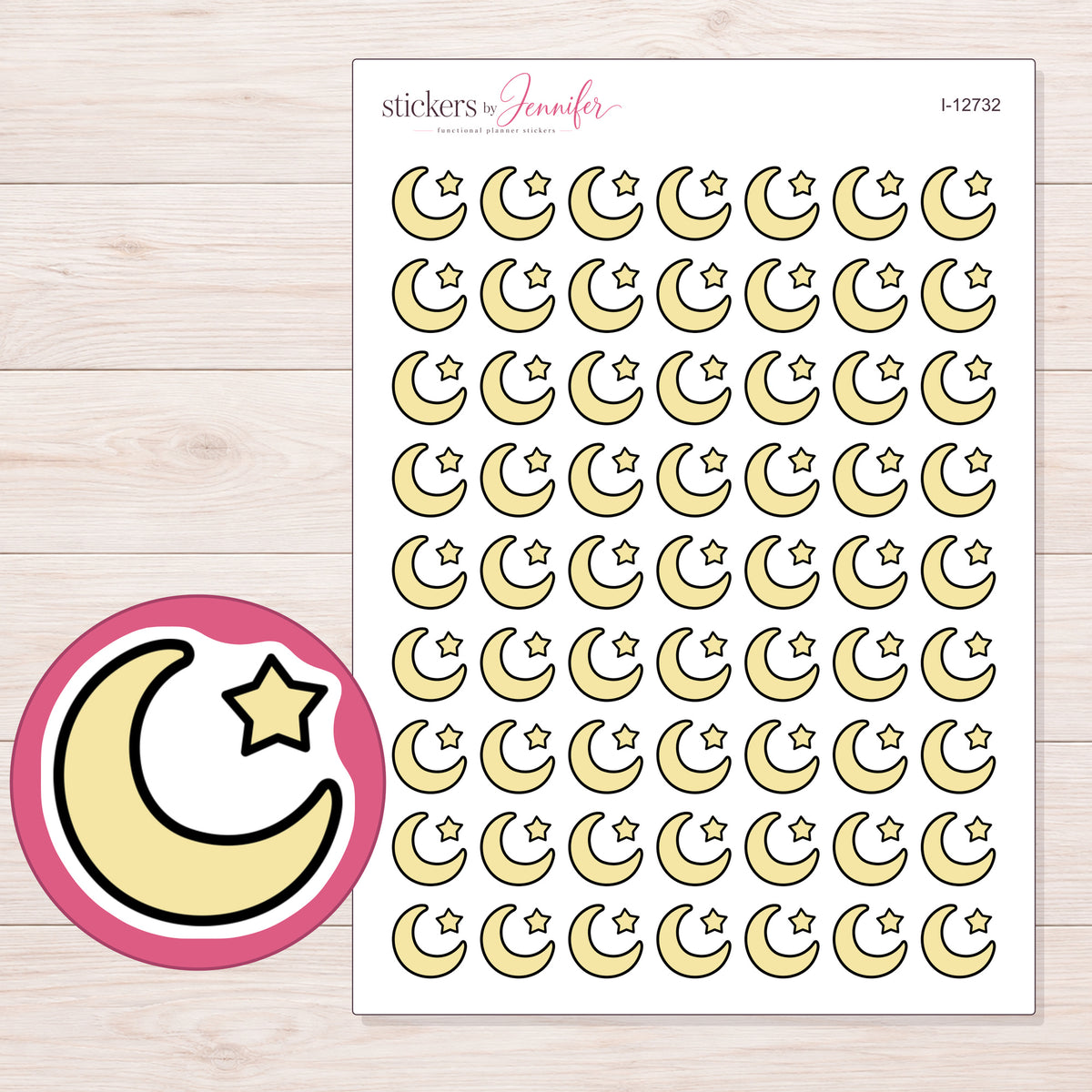 I-12732 planner sticker sheet with enlarged sticker detail