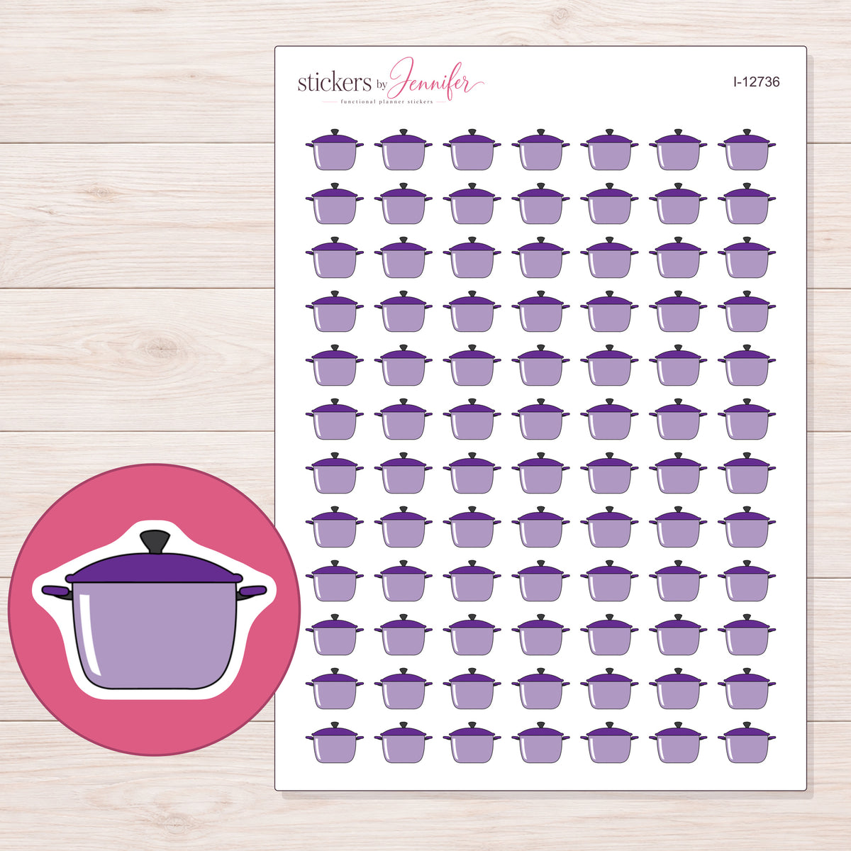 I-12736 planner sticker sheet with enlarged sticker detail