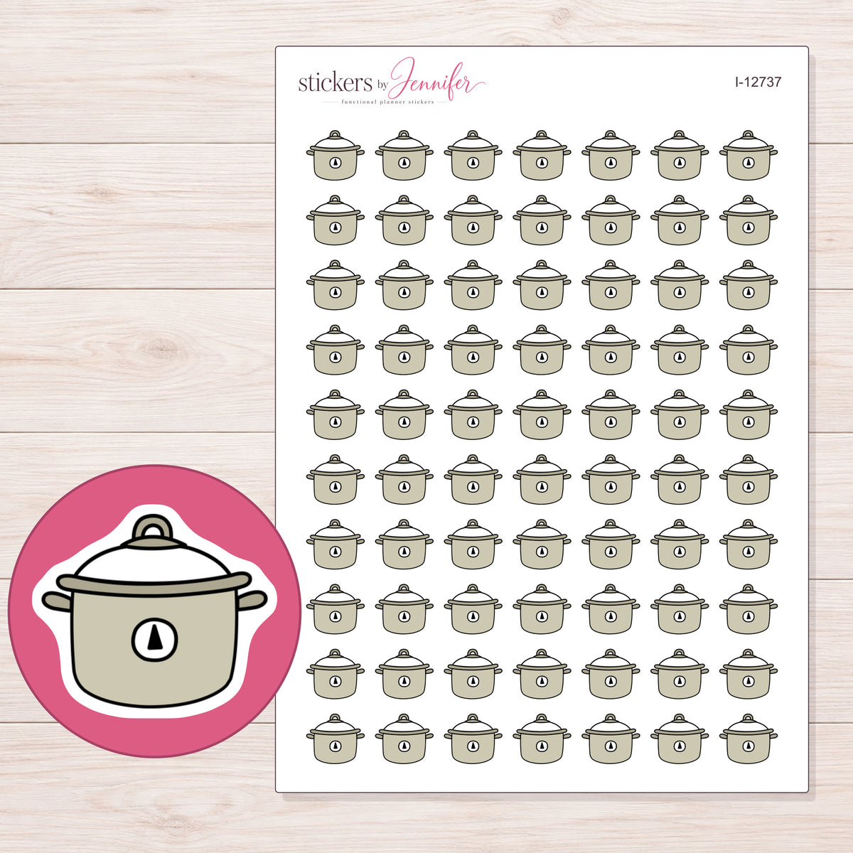 I-12737 planner sticker sheet with enlarged sticker detail