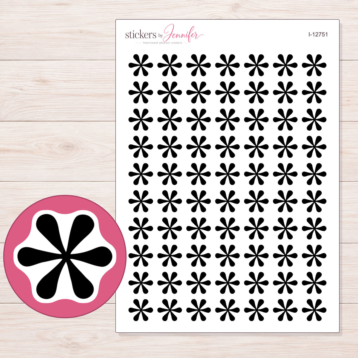 I-12751 planner sticker sheet with enlarged sticker detail