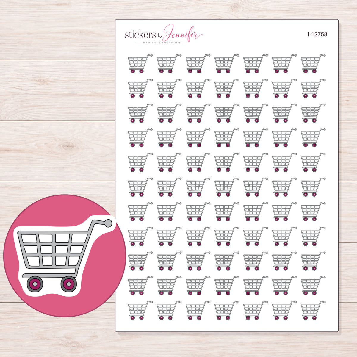 I-12758 planner sticker sheet with enlarged sticker detail