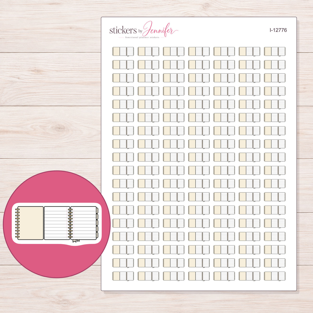 I-12776 planner sticker sheet with enlarged sticker detail