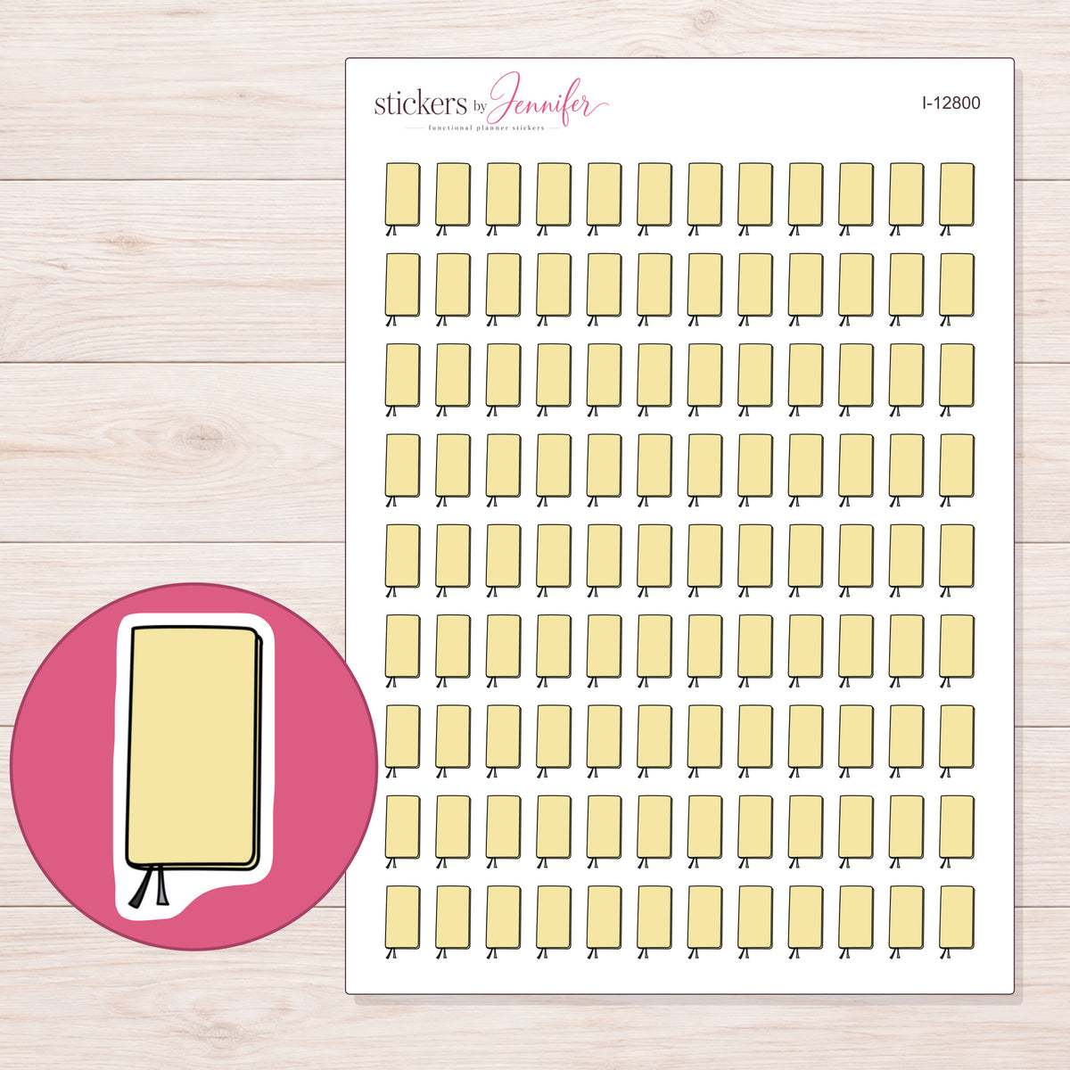 I-12800 planner sticker sheet with enlarged sticker detail