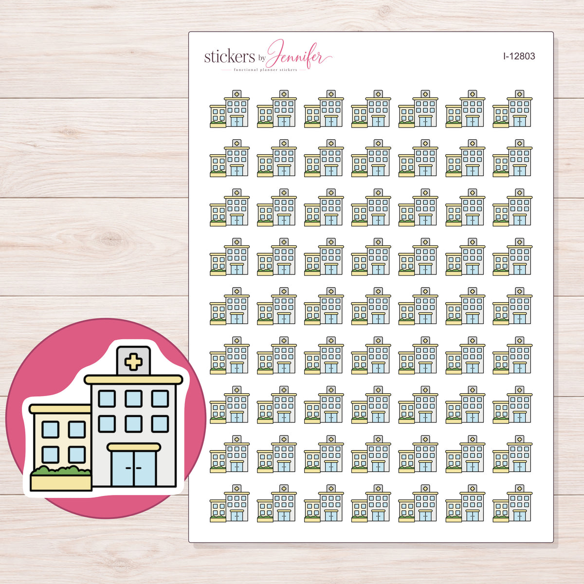 I-12803 planner sticker sheet with enlarged sticker detail