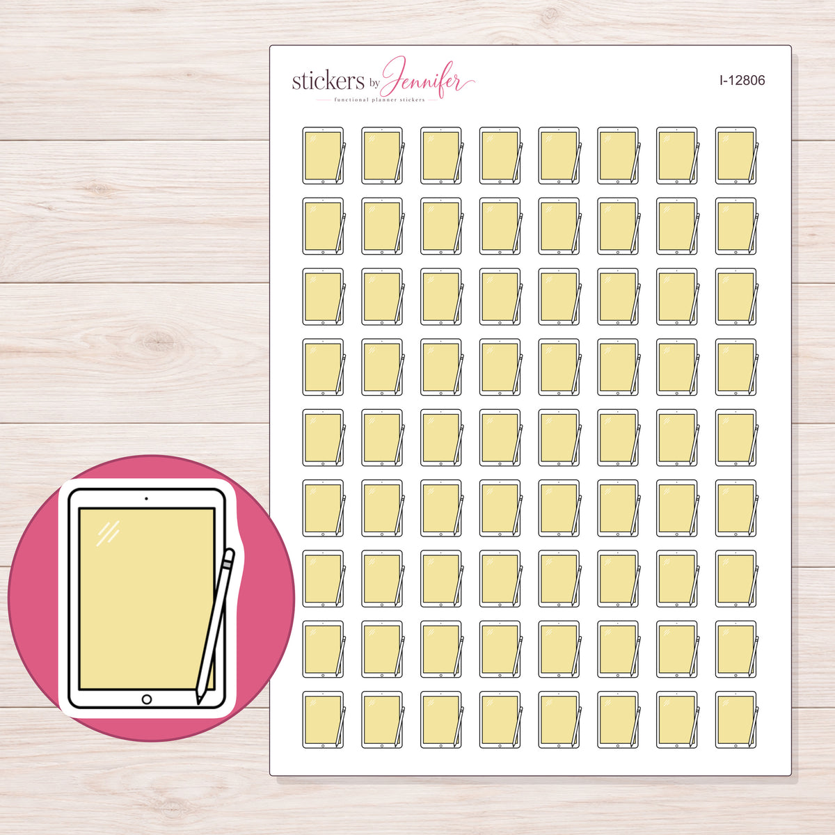 I-12806 planner sticker sheet with enlarged sticker detail