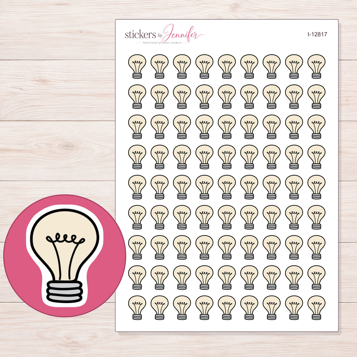 I-12817 planner sticker sheet with enlarged sticker detail