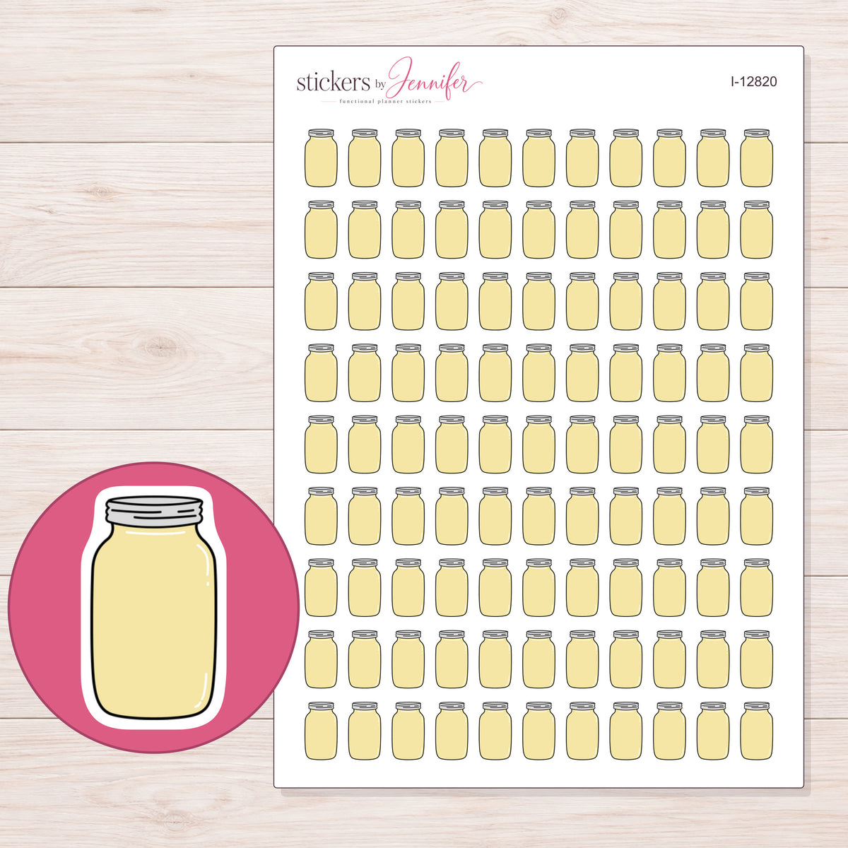 I-12820 planner sticker sheet with enlarged sticker detail