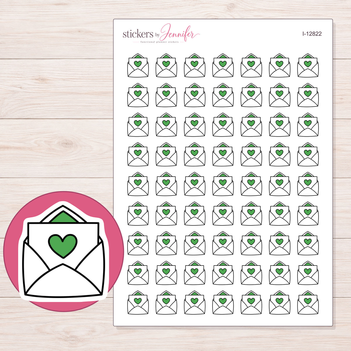 I-12822 planner sticker sheet with enlarged sticker detail