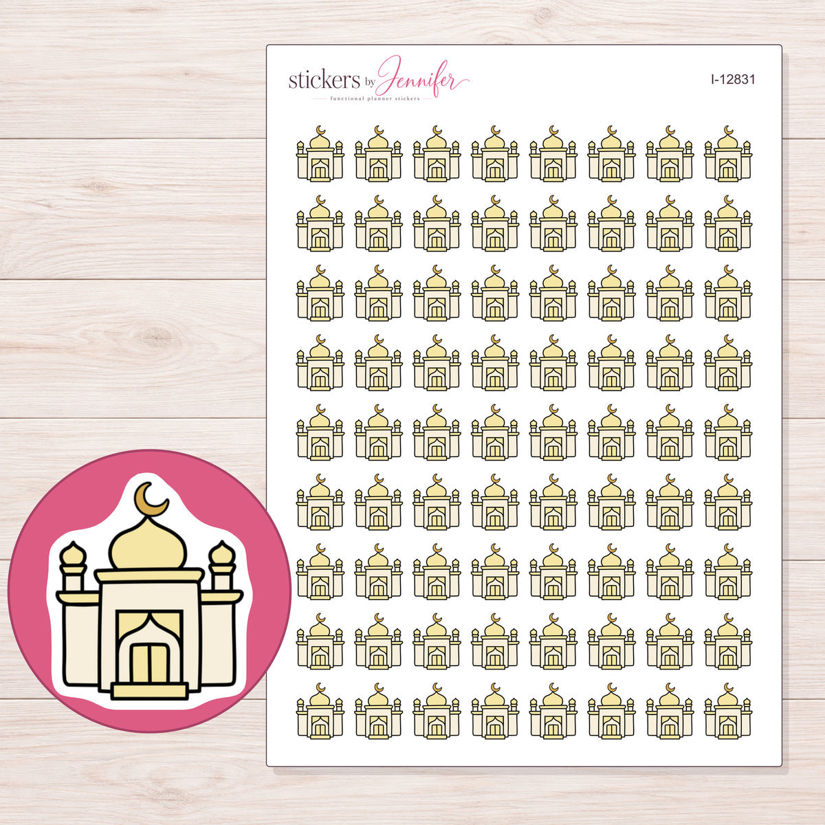 I-12831 planner sticker sheet with enlarged sticker detail