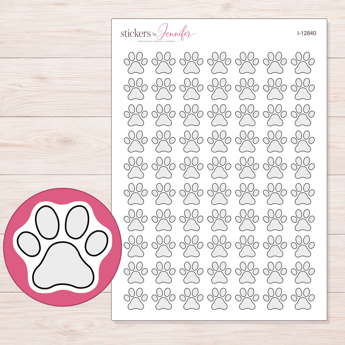 I-12840 planner sticker sheet with enlarged sticker detail