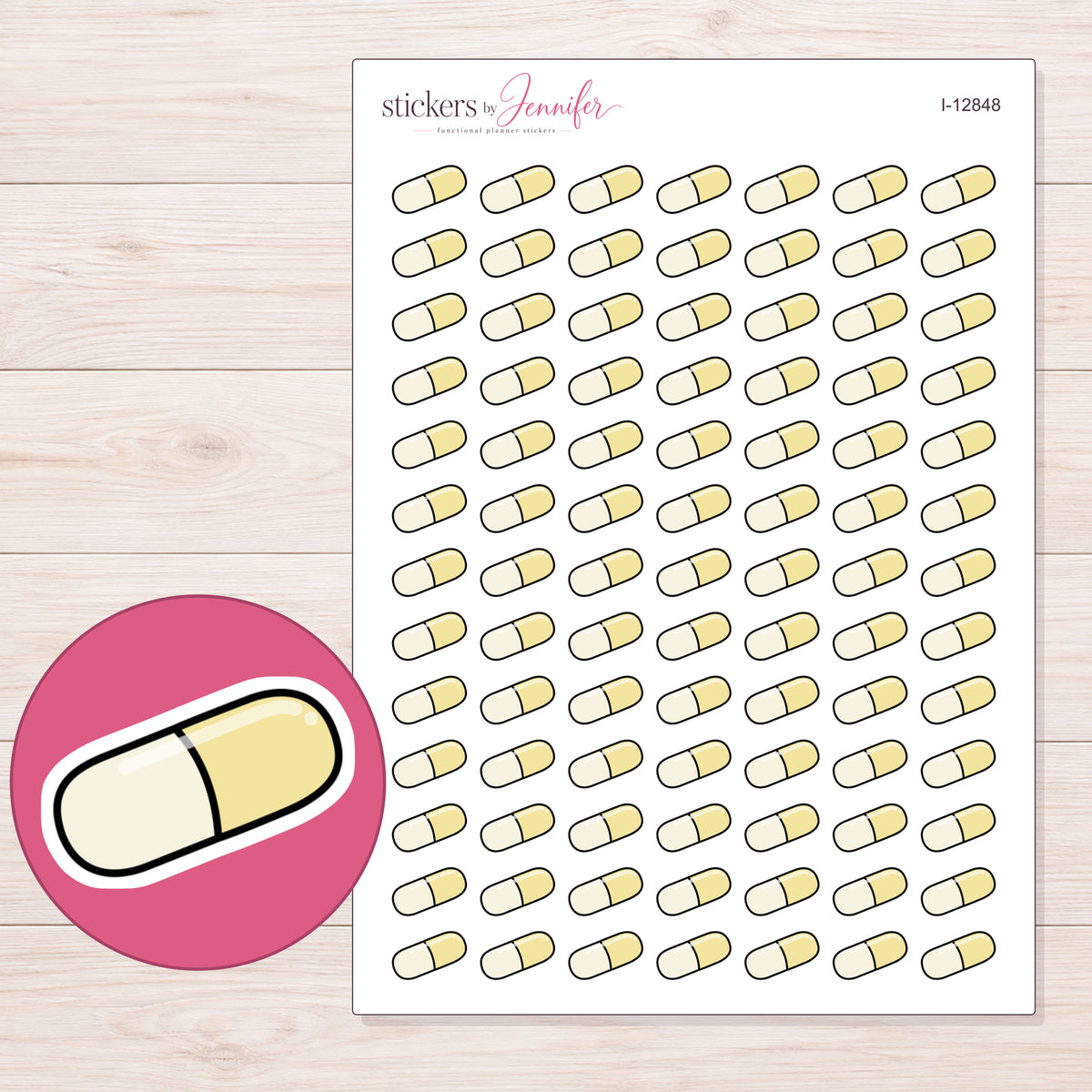 I-12848 planner sticker sheet with enlarged sticker detail