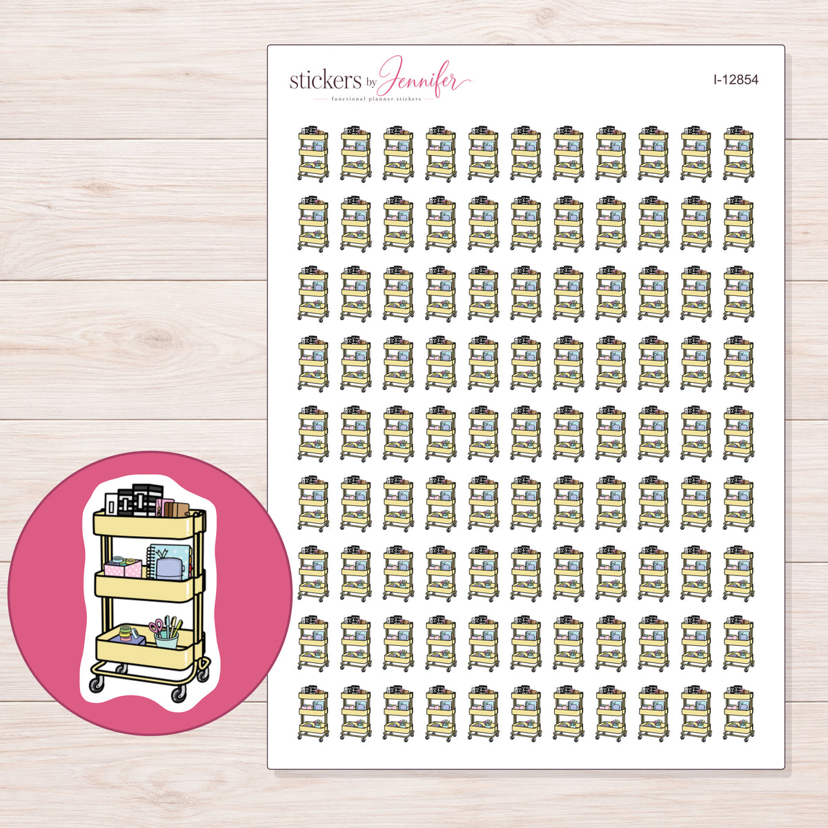 I-12854 planner sticker sheet with enlarged sticker detail