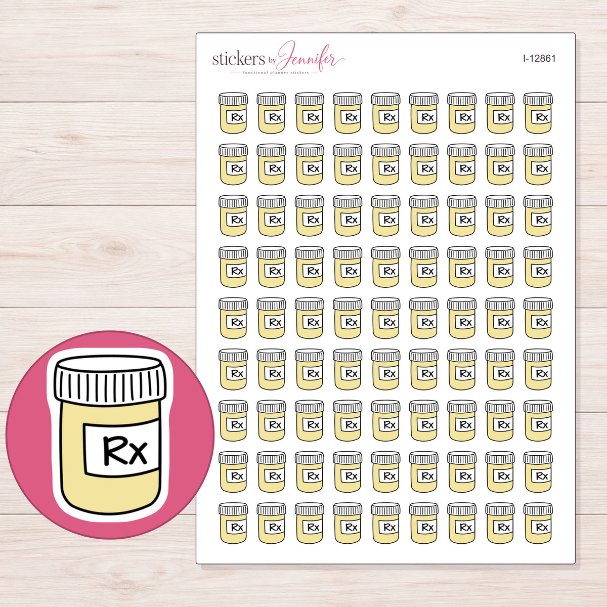 I-12861 planner sticker sheet with enlarged sticker detail
