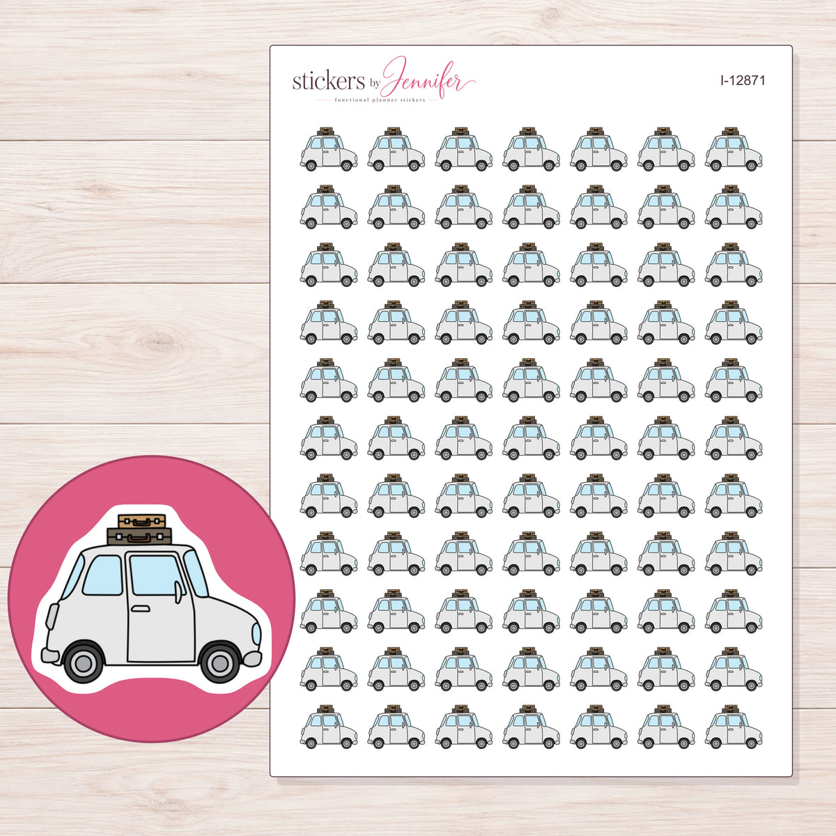 I-12871 planner sticker sheet with enlarged sticker detail