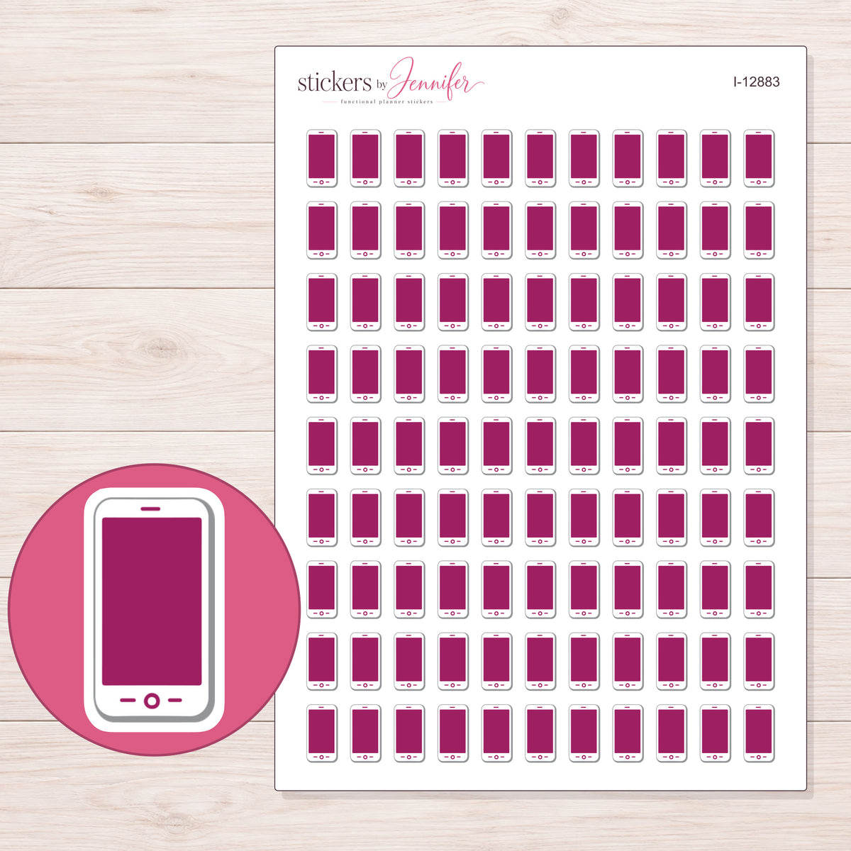 I-12883 planner sticker sheet with enlarged sticker detail