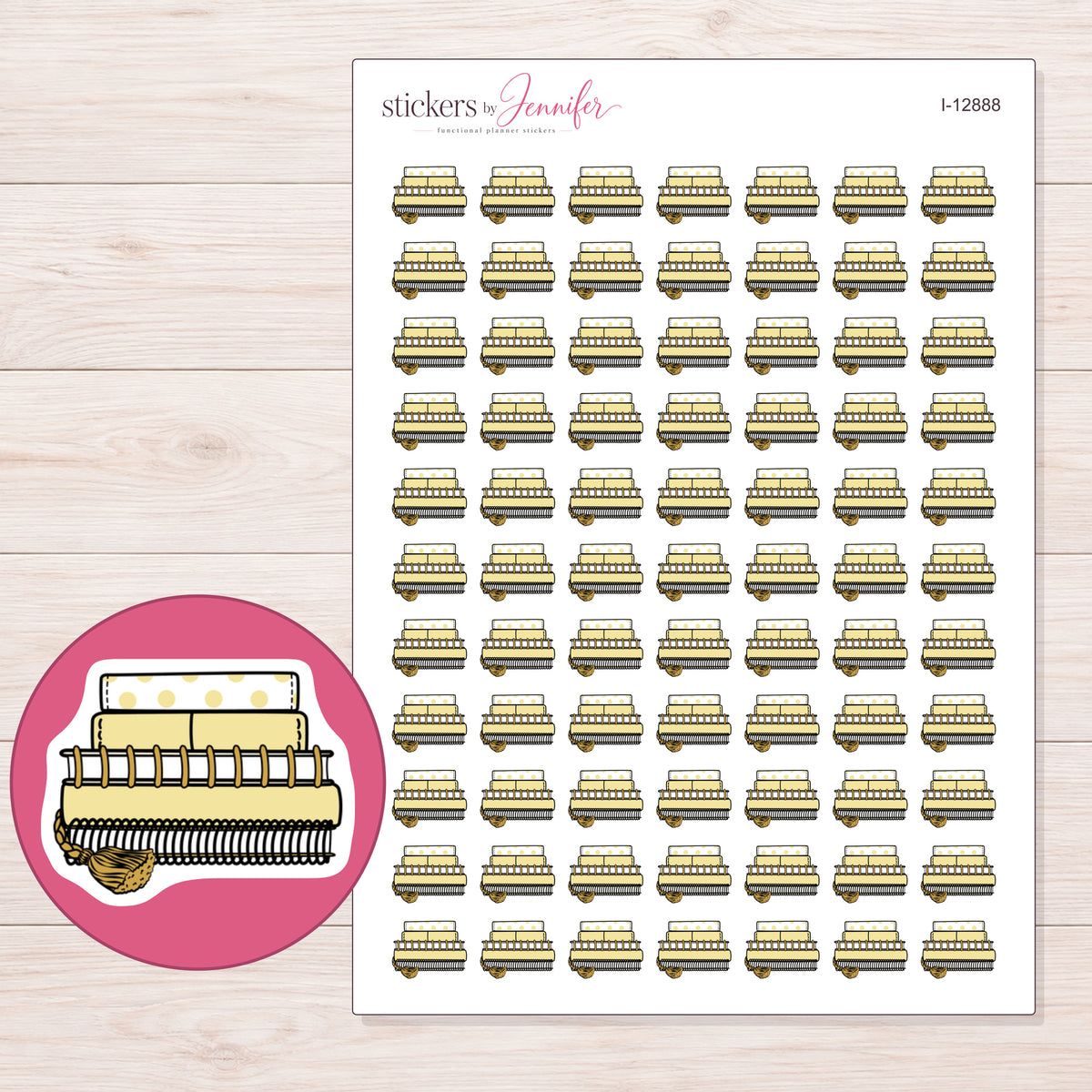 I-12888 planner sticker sheet with enlarged sticker detail