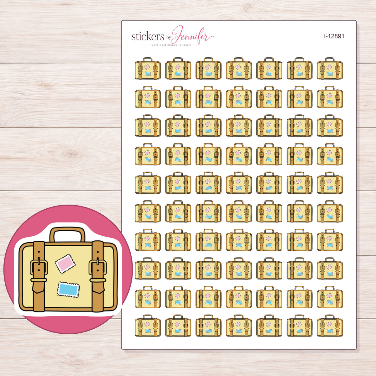 I-12891 planner sticker sheet with enlarged sticker detail