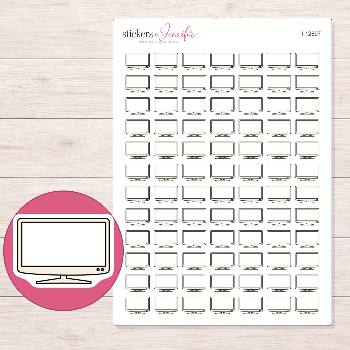 I-12897 planner sticker sheet with enlarged sticker detail