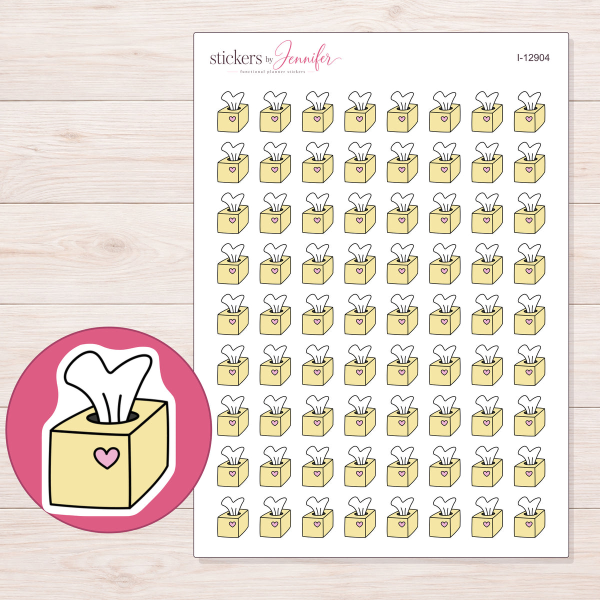 I-12904 planner sticker sheet with enlarged sticker detail
