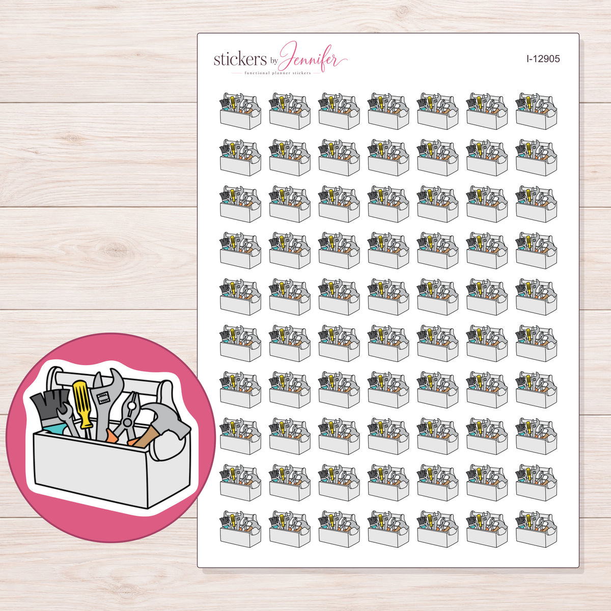 I-12905 planner sticker sheet with enlarged sticker detail