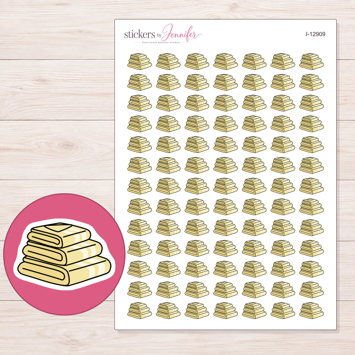 I-12909 planner sticker sheet with enlarged sticker detail
