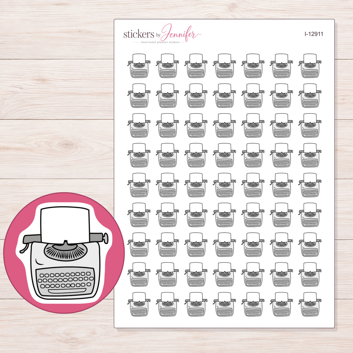 I-12911 planner sticker sheet with enlarged sticker detail