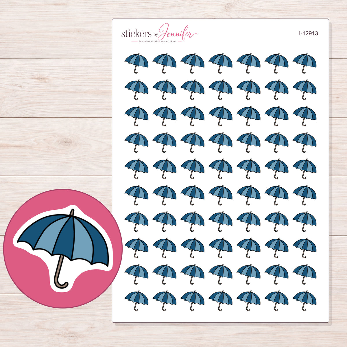 I-12913 planner sticker sheet with enlarged sticker detail