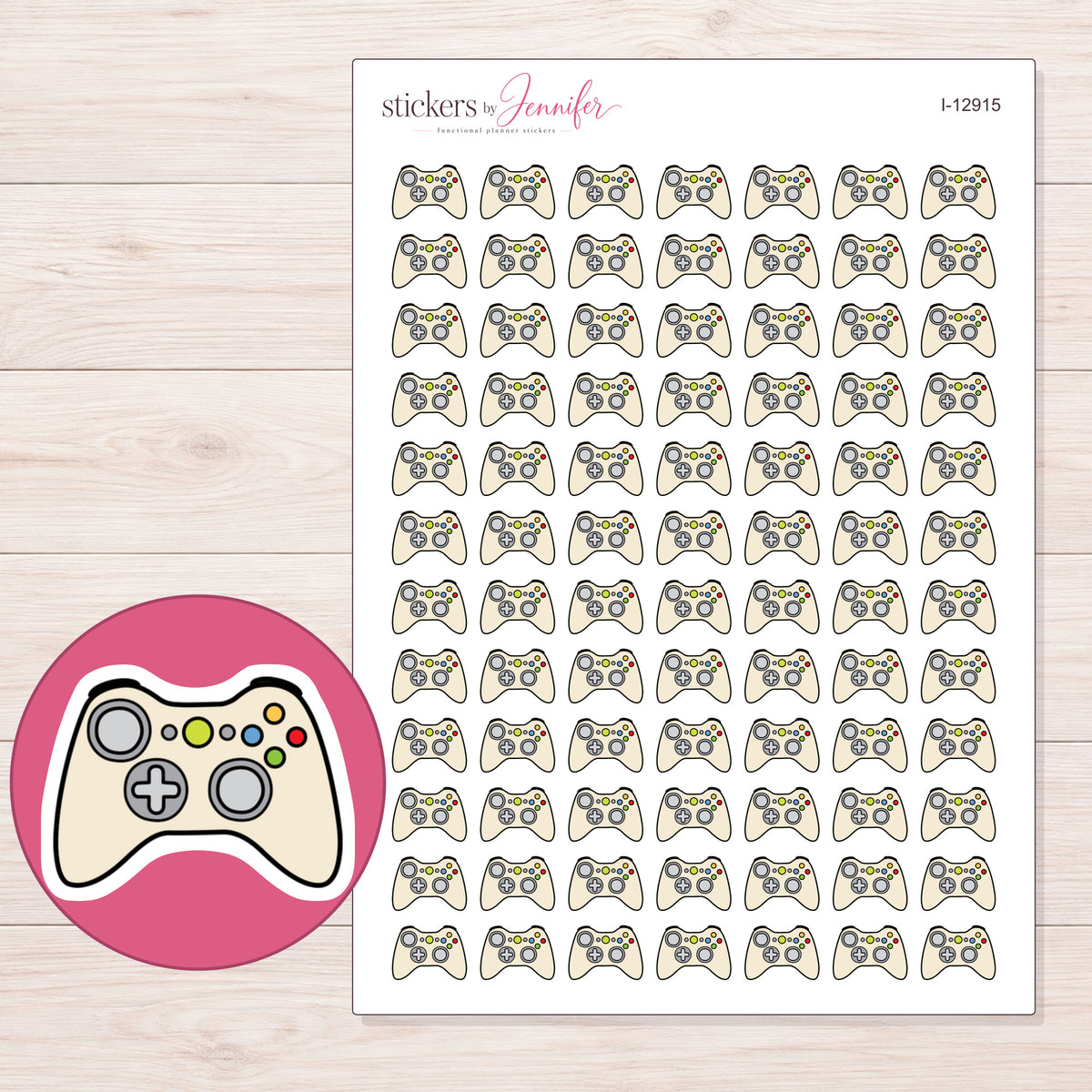 I-12915 planner sticker sheet with enlarged sticker detail