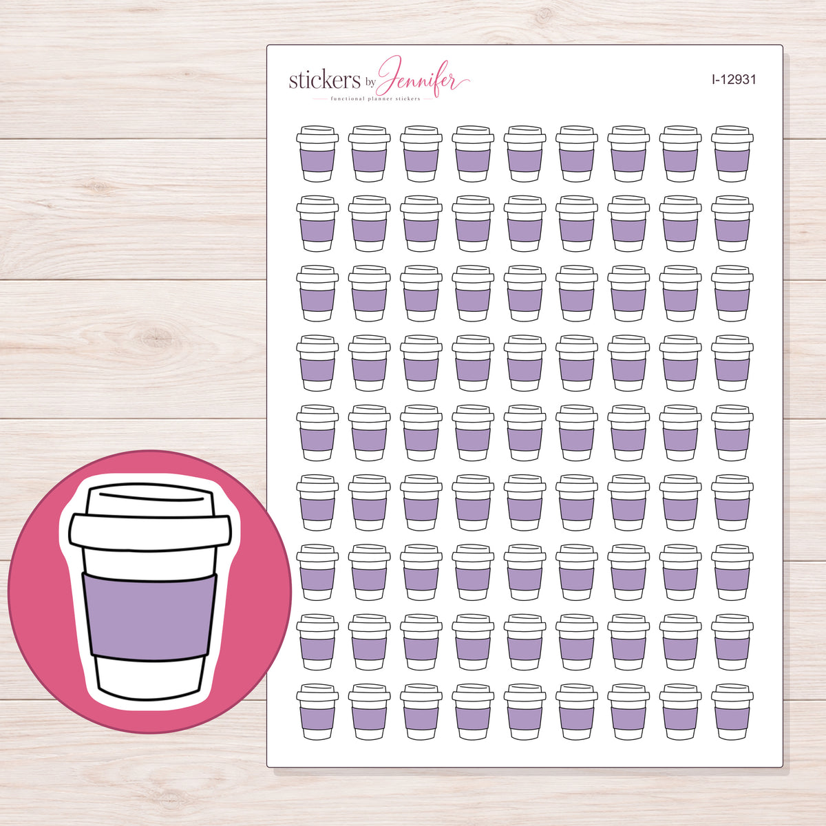 I-12931 planner sticker sheet with enlarged sticker detail