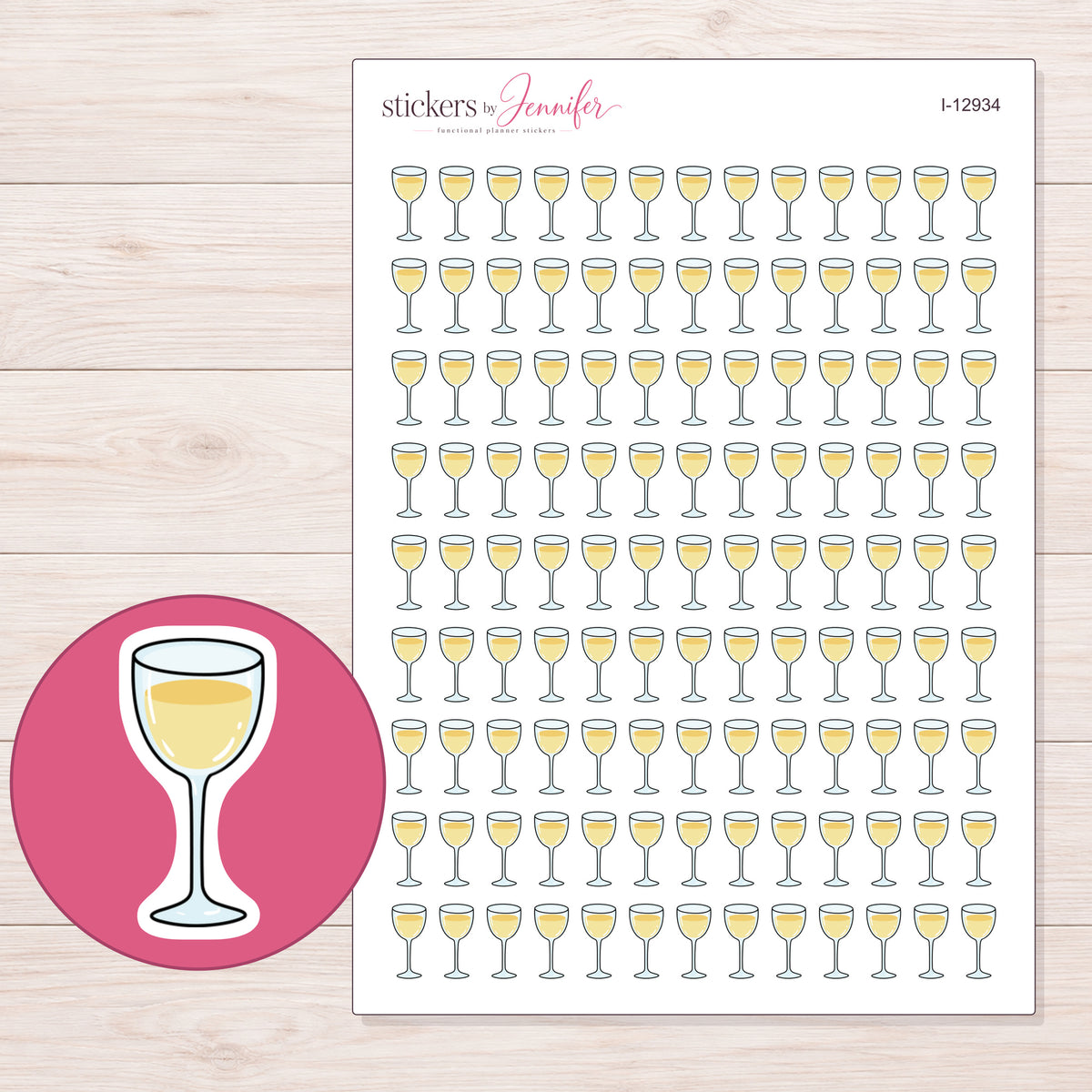 I-12934 planner sticker sheet with enlarged sticker detail