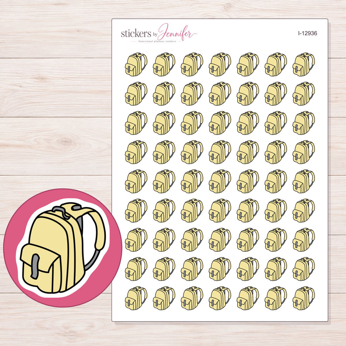 I-12936 planner sticker sheet with enlarged sticker detail