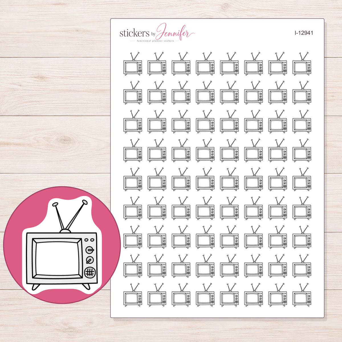 I-12941 planner sticker sheet with enlarged sticker detail