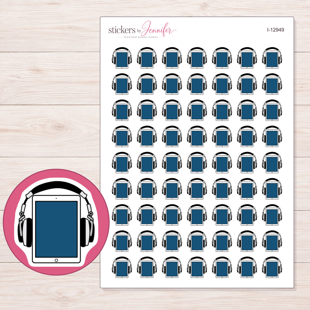 I-12949 planner sticker sheet with enlarged sticker detail
