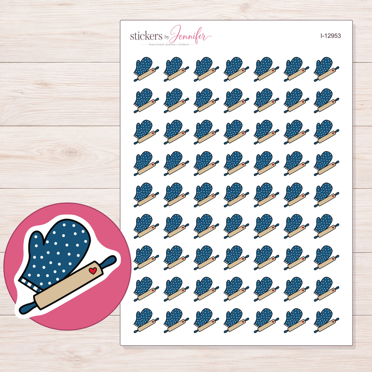 I-12953 planner sticker sheet with enlarged sticker detail