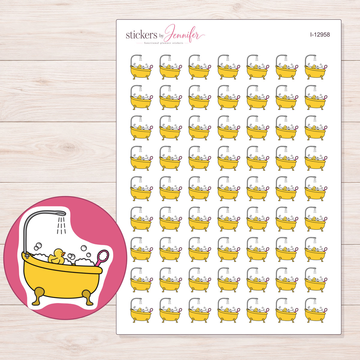 I-12958 planner sticker sheet with enlarged sticker detail
