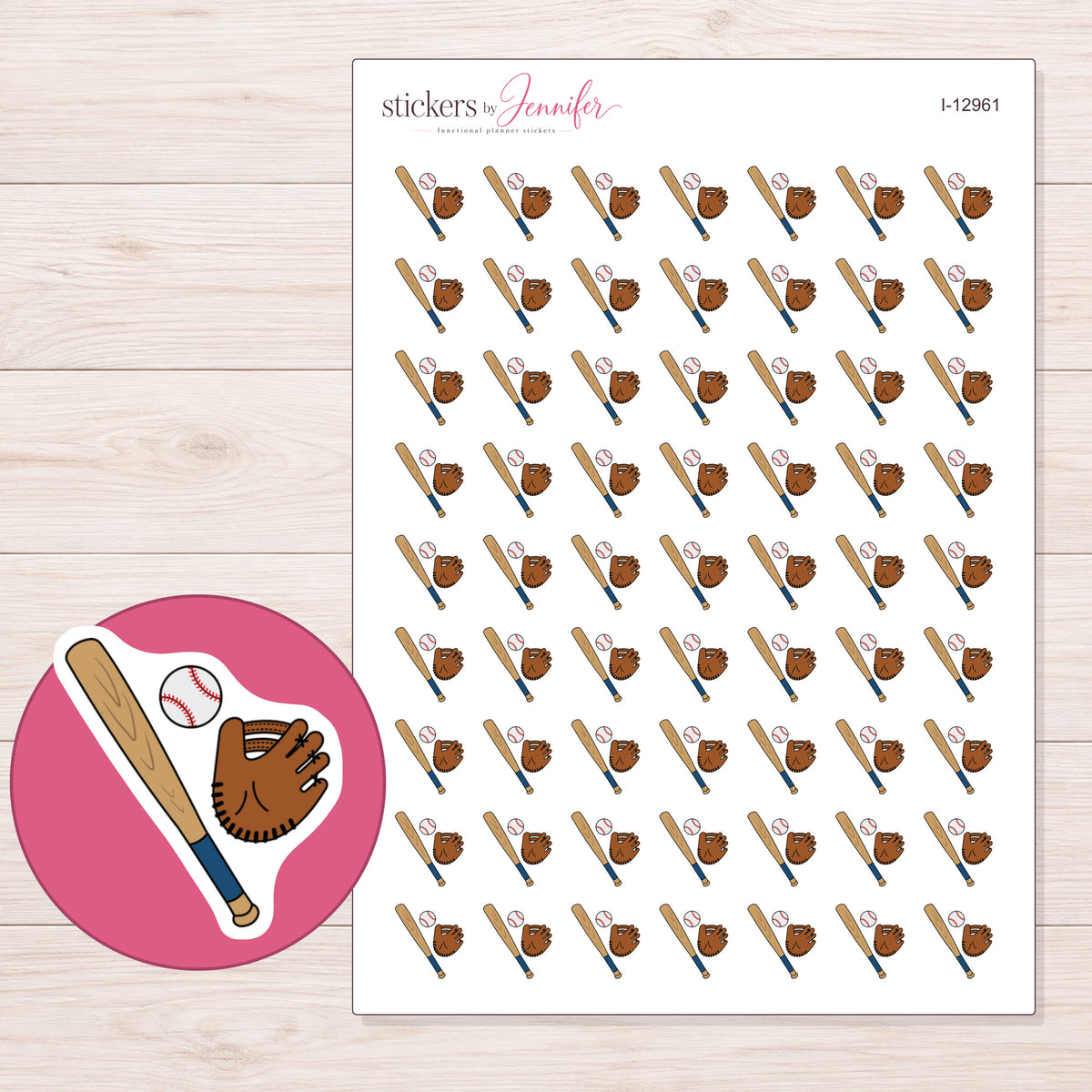 I-12961 planner sticker sheet with enlarged sticker detail